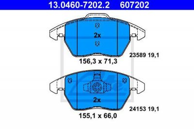 ATE 13.0460-7202.2 Колодки передние CITROEN C4/PEUGEOT 308 1.6/2.0L+2.0HDI all 04-> (425488)