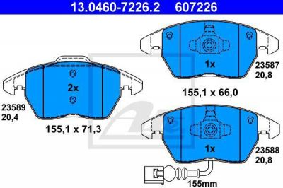 ATE 13.0460-7226.2 комплект тормозных колодок, дисковый тормоз на AUDI TT (8J3)