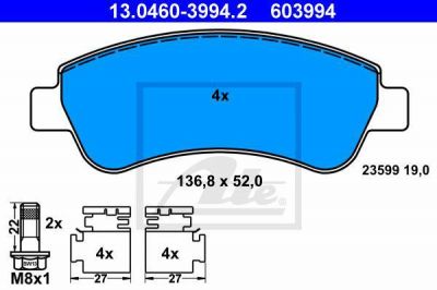 ATE 13.0460.3994.2 Колодки торм.пер. Peugeot 206, 307, Citroen