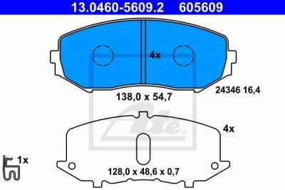 ATE 13046056092 колодки дисковые п. Suzuki Grand Vitara 1.6VVT/2.0i JLX/1.9DDiS 06>