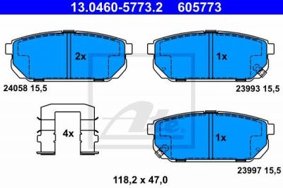 ATE 13046057732 колодки дисковые з. KIA Sorento 2.4i/3.5i/2.5CRDi 02>