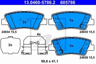 ATE 13046057862 13.0460-5786.2 колодки дисковые з.! KIA Soul 1.6i/CRDi 09>, Hyundai S