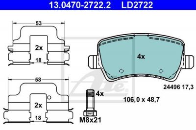 ATE 13.0470-2722.2 комплект тормозных колодок, дисковый тормоз на VOLVO S80 II (AS)