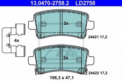 ATE 13.0470-2758.2 комплект тормозных колодок, дисковый тормоз на OPEL INSIGNIA седан