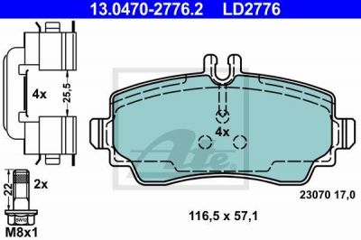 ATE 13.0470-2776.2 комплект тормозных колодок, дисковый тормоз на MERCEDES-BENZ A-CLASS (W168)