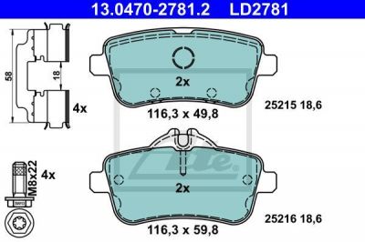 ATE 13.0470-2781.2 Комплект тормозных колодок Ceramic 13.0470-2781.2