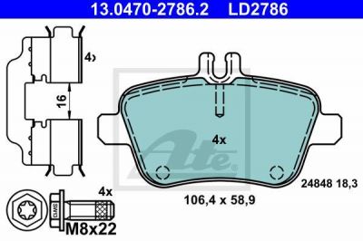 ATE 13.0470-2786.2 комплект тормозных колодок, дисковый тормоз на MERCEDES-BENZ SLC (R172)