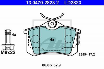 ATE 13.0470-2823.2 комплект тормозных колодок, дисковый тормоз на PEUGEOT 307 SW (3H)