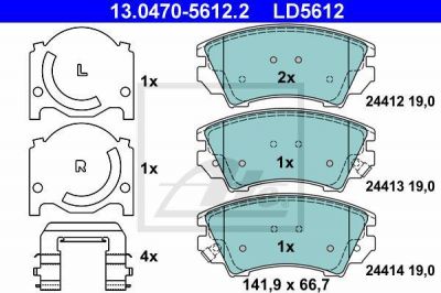 ATE 13.0470-5612.2 комплект тормозных колодок, дисковый тормоз на OPEL INSIGNIA седан