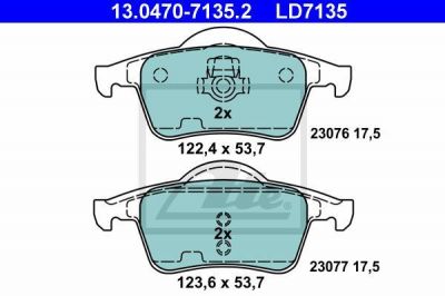 ATE 13.0470-7135.2 комплект тормозных колодок, дисковый тормоз на VOLVO S80 I (TS, XY)