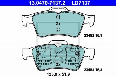 ATE 13.0470-7137.2 комплект тормозных колодок, дисковый тормоз на RENAULT MEGANE II (BM0/1_, CM0/1_)