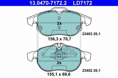 ATE 13.0470-7172.2 Колодки OPEL VECTRA C,SIGNUM/SAAB 9-3 WVA23402 (CERAMIC)