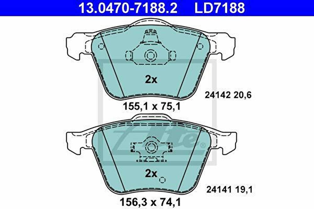 ATE 13.0470-7188.2 Колодки VOLVO XC90 2002=> (CERAMIC)