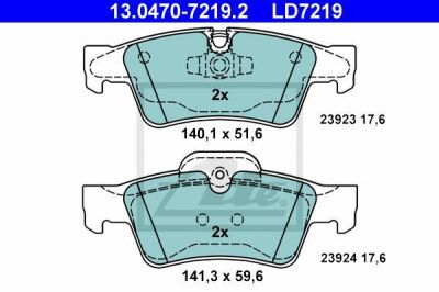 ATE 13.0470-7219.2 Колодки зад.Mercedes GL/M W251/164 2005=> (CERAMIC)