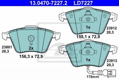 ATE 13.0470-7227.2 комплект тормозных колодок, дисковый тормоз на AUDI TT (8J3)