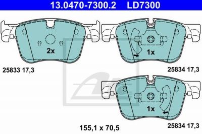 ATE 13.0470-7300.2 комплект тормозных колодок, дисковый тормоз на PEUGEOT 308 II