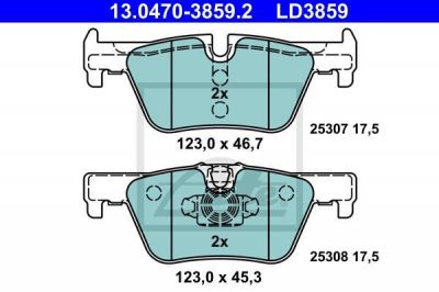 ATE 13047038592 13.0470-3859.2_колодки дисковые задние! 1 F20 1.6/1.8/2.0D 11>