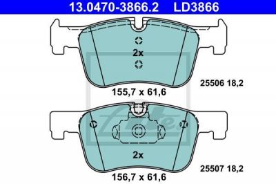 ATE 13047038662 13.0470-3866.2_колодки дисковые передние! 1 F20 1.6i/1.8i/2.0D 11>