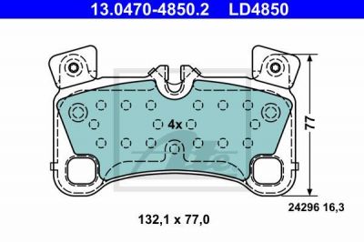 ATE 13047048502 13.0470-4850.2_колодки дисковые задние! диск 19 VW Toureg, Audi Q7, Porsche Cayenne 02>