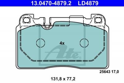 ATE 13047048792 13.0470-4879.2_колодки дисковые передние! Audi Q5 2.0TFSI/3.0TFSI/2.0TDI/3.0TDI 08>