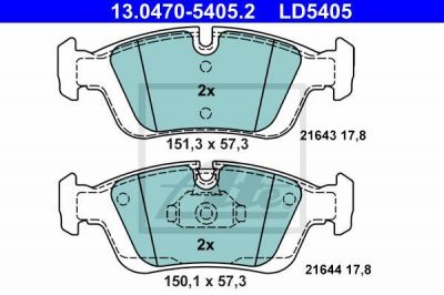 ATE 13.0470.5405.2 КОЛОДКИ ТОРМ 3 E36/E46 Z3 Z4 E85 F 95/08-<<