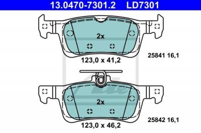 ATE 13047073012 13.0470-7301.2_колодки дисковые задние! Peugeot 308 1.2/1.6/1.6HDI 13>