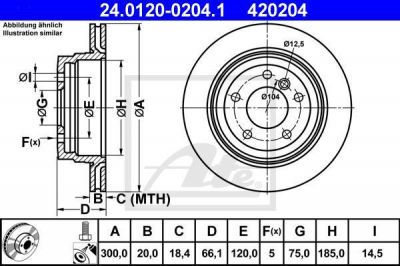 ATE 24-0120-0204-1 Торм.диск зад.[300x20] 5 отв.[min2]