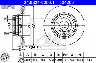 ATE 24-0324-0200-1 Торм.диск пер.[330x24] 5 отв.