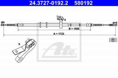 ATE 24-3727-0192-2 Трос ручного тормоза зад.