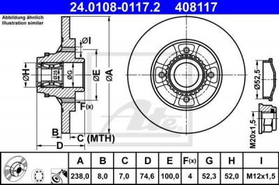 ATE 24.0108-0117.2 тормозной диск на RENAULT CLIO II (BB0/1/2_, CB0/1/2_)