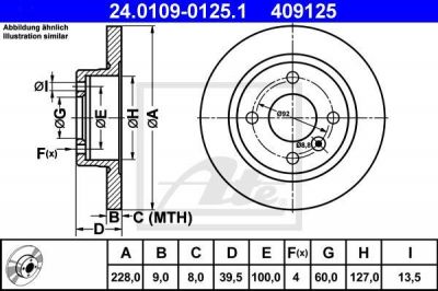 ATE 24.0109-0125.1 тормозной диск на VOLVO 480 E