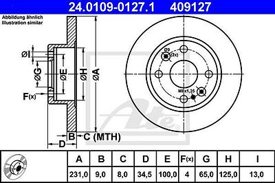 ATE 24.0109-0127.1 Диск торм. зад. Mazda 323 F, S, MX-5