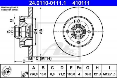 ATE 24.0110-0111.1 Диск торм. зад. VW Golf, Passat, Vento, Seat