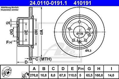 ATE 24.0110-0191.1 тормозной диск на OPEL OMEGA A (16_, 17_, 19_)