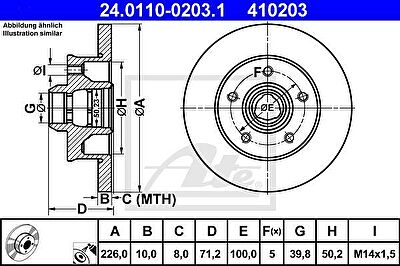 ATE 24.0110-0203.1 Диски торм.зад.VW GOLF III/PASSAT/VENTO 2.8L VR6 (226x10)