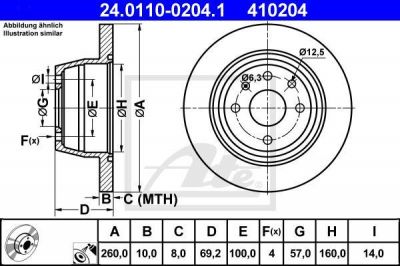 ATE 24.0110-0204.1 тормозной диск на OPEL VECTRA A (86_, 87_)