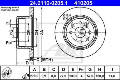ATE 24.0110-0205.1 тормозной диск на OPEL CALIBRA A (85_)