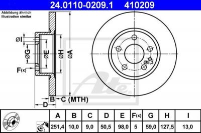 ATE 24.0110-0209.1 тормозной диск на FIAT CROMA (154)