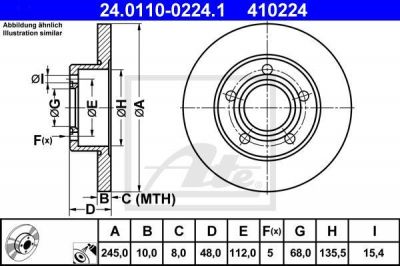 ATE 24.0110-0224.1 24.0110-0224.1 VAG мин>8.0 ТОРМОЗНЫЕ ДИСКИ A4 PASS