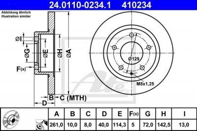 ATE 24.0110-0234.1 Диск торм. зад. Mazda 626, MX-6, Ford