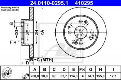 ATE 24.0110-0295.1 тормозной диск на HONDA ACCORD VI (CG, CK)