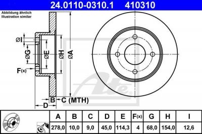 ATE 24.0110-0310.1 тормозной диск на NISSAN PRIMERA Traveller (WP11)