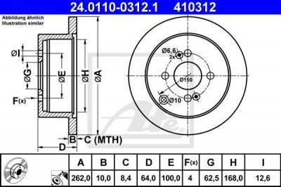 ATE 24.0110-0312.1 тормозной диск на HYUNDAI ACCENT III седан (MC)