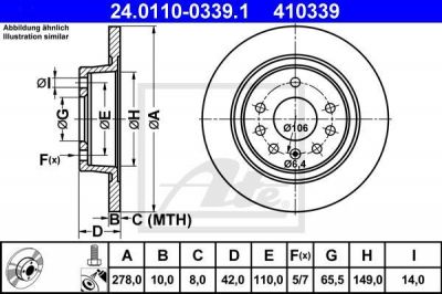 ATE 24.0110-0339.1 Диски торм. OPEL ASTRA H ZAFIRA II 05-11