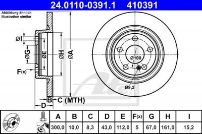ATE 24.0110-0391.1 тормозной диск на MERCEDES-BENZ SLC (R172)