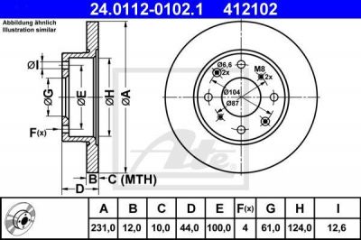 ATE 24.0112-0102.1 тормозной диск на HONDA CIVIC III Hatchback (AL, AJ, AG, AH)