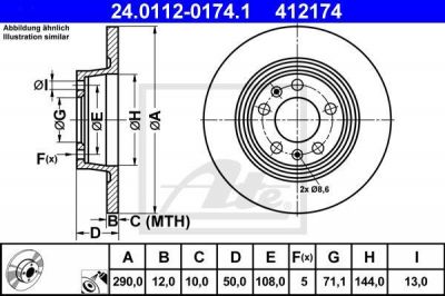 ATE 24.0112-0174.1 тормозной диск на PEUGEOT 407 купе (6C_)