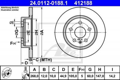 ATE 24.0112-0188.1 тормозной диск на OPEL ASTRA J Sports Tourer