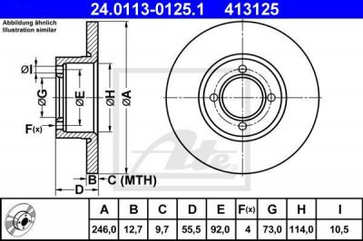 ATE 24.0113-0125.1 тормозной диск на OPEL MANTA B (58_, 59_)