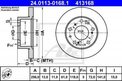 ATE 24.0113-0168.1 тормозной диск на FIAT DUCATO Panorama (280)